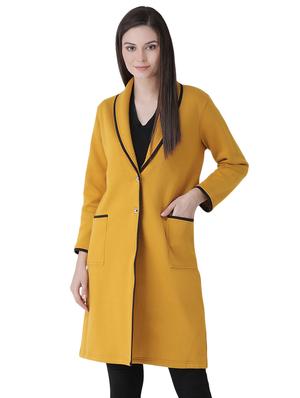 contrast piping long sleeved coat - 16649485 - Standard Image - 2