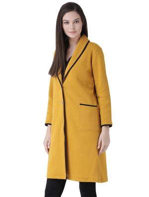 contrast piping long sleeved coat - 16649485 - Standard Image - 3