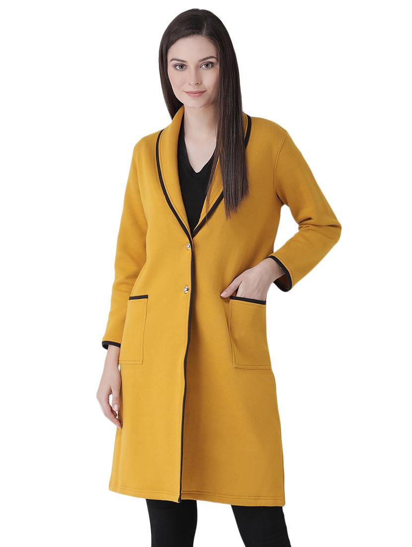 contrast piping long sleeved coat - 16649485 - Zoom Image - 2