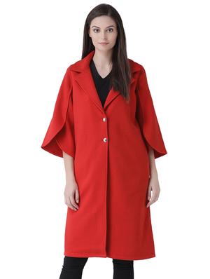 tulip sleeved lapel neck long coat - 16649486 - Standard Image - 2