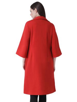 tulip sleeved lapel neck long coat - 16649486 - Standard Image - 4