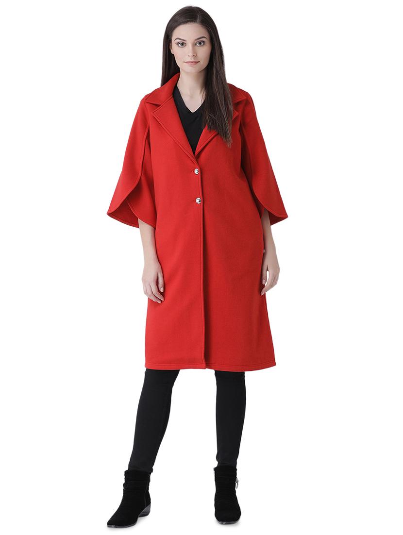 tulip sleeved lapel neck long coat - 16649486 - Zoom Image - 1