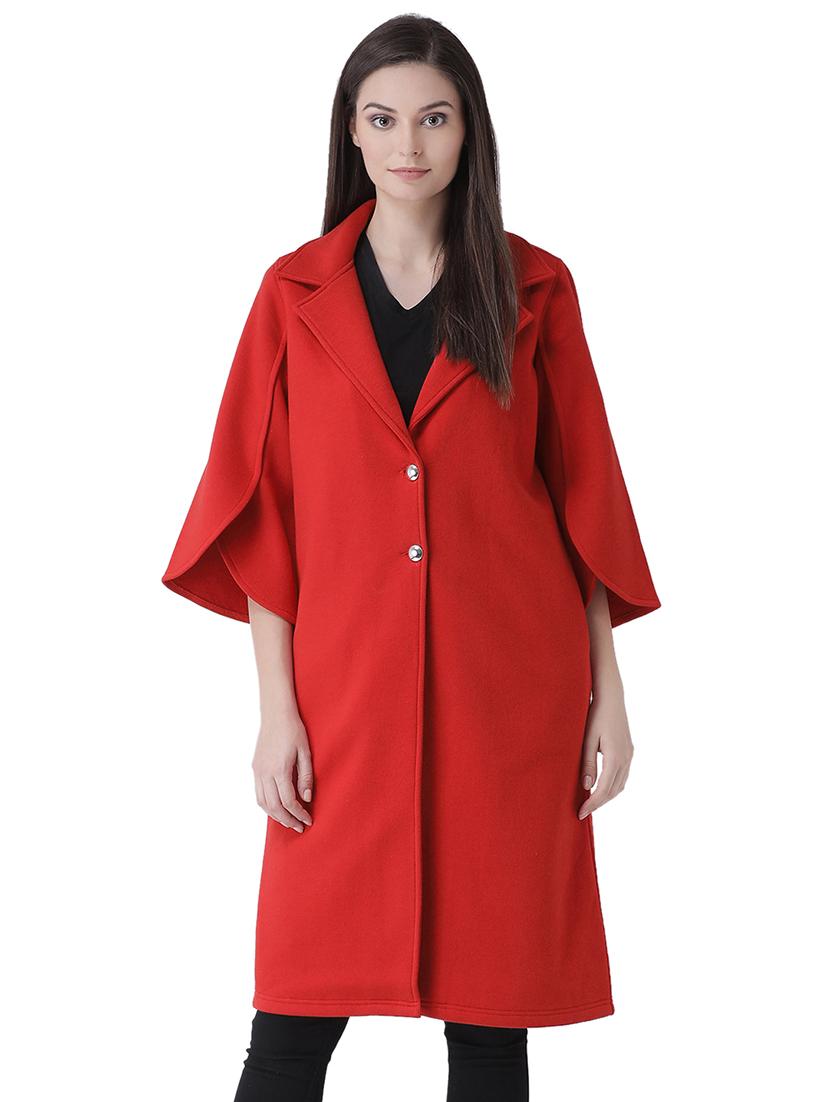 tulip sleeved lapel neck long coat - 16649486 - Zoom Image - 2