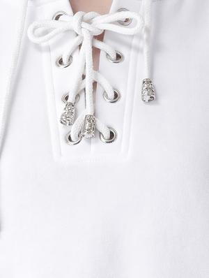 criss cross tie up hooded sweatshirt - 16649502 - Standard Image - 5