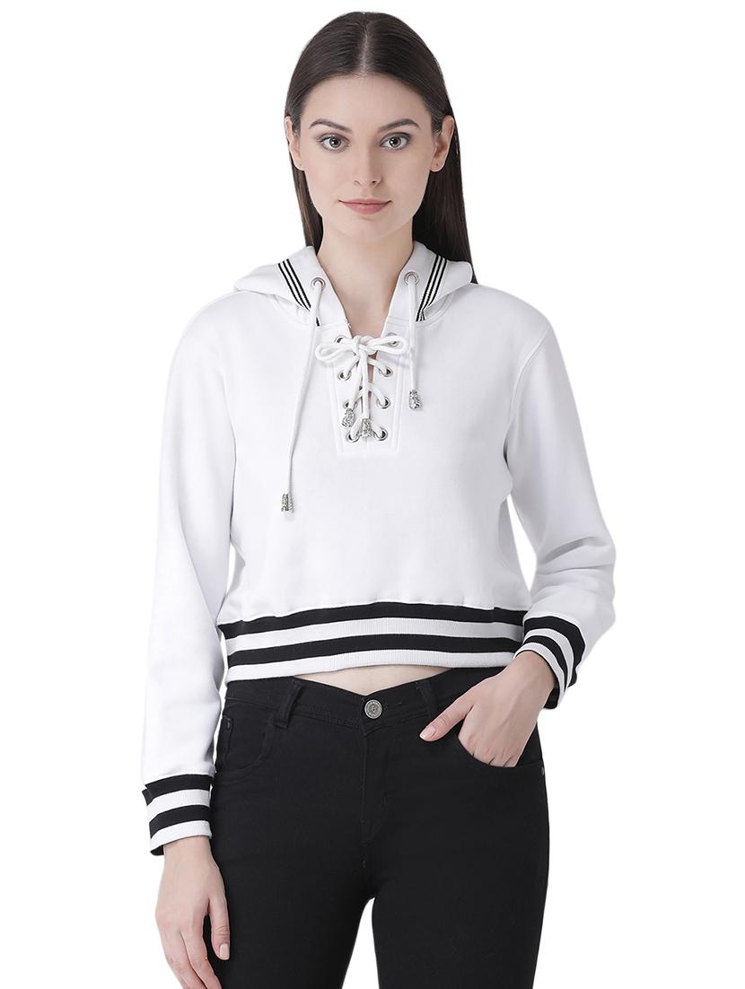 criss cross tie up hooded sweatshirt - 16649502 - Zoom Image - 2