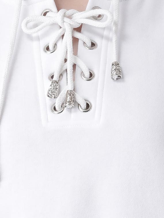 criss cross tie up hooded sweatshirt - 16649502 - Zoom Image - 5