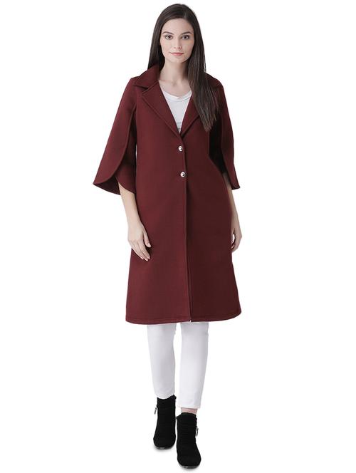 tulip sleeved lapel neck long coat - 16649506 - Standard Image - 1