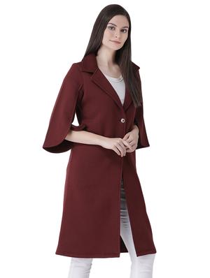tulip sleeved lapel neck long coat - 16649506 - Standard Image - 3