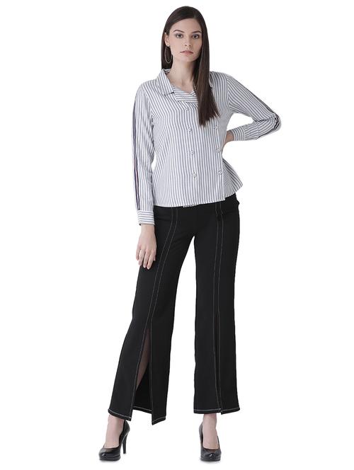 lapel neck striped shirt - 16649526 - Standard Image - 1