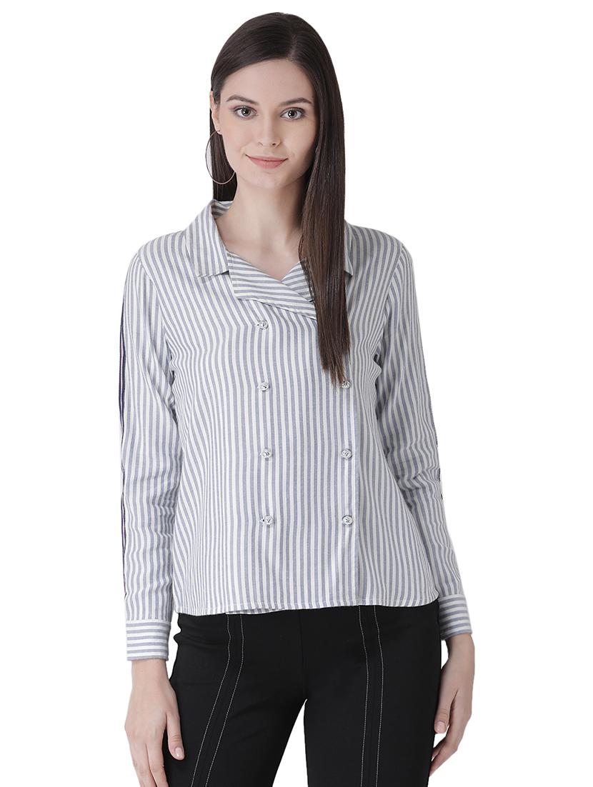 lapel neck striped shirt - 16649526 - Zoom Image - 2