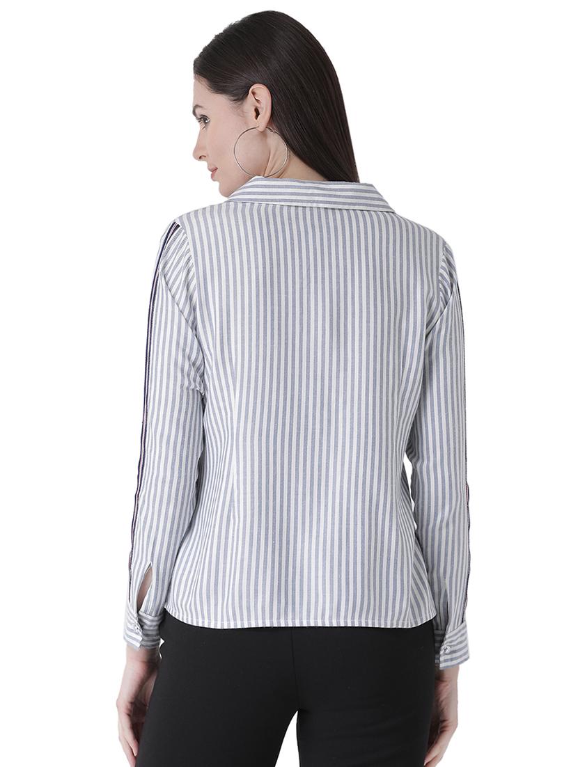 lapel neck striped shirt - 16649526 - Zoom Image - 4