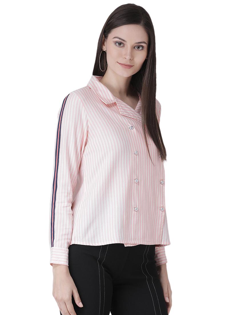 lapel neck striped shirt - 16649527 - Zoom Image - 3