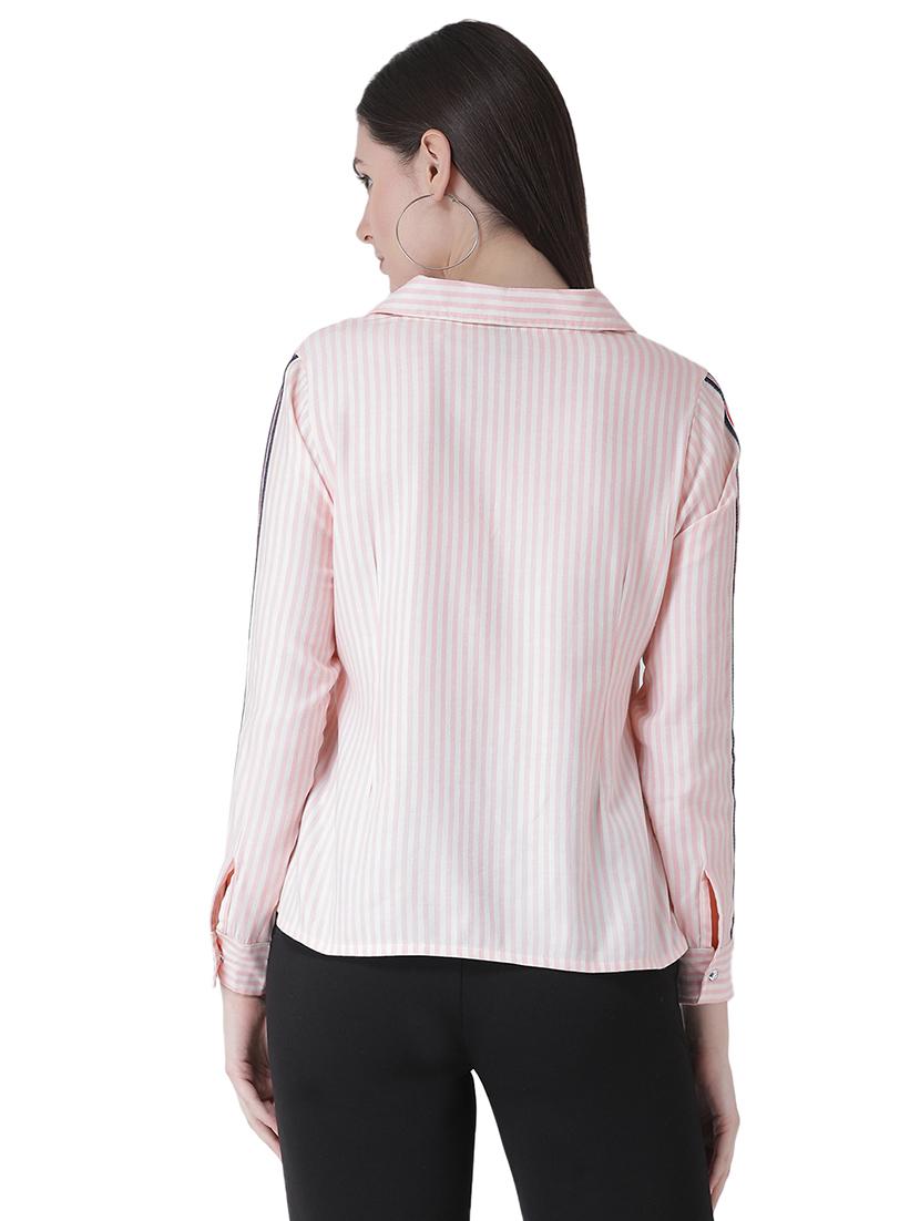 lapel neck striped shirt - 16649527 - Zoom Image - 4