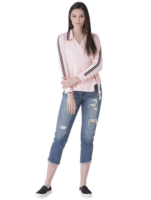 tie knot striped side tapping shirt - 16649530 - Standard Image - 1