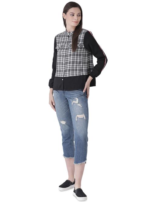 mandarin neck checkered jacket - 16649532 - Standard Image - 1