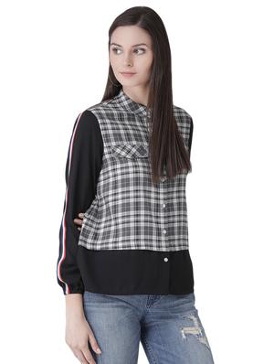 mandarin neck checkered jacket - 16649532 - Standard Image - 3