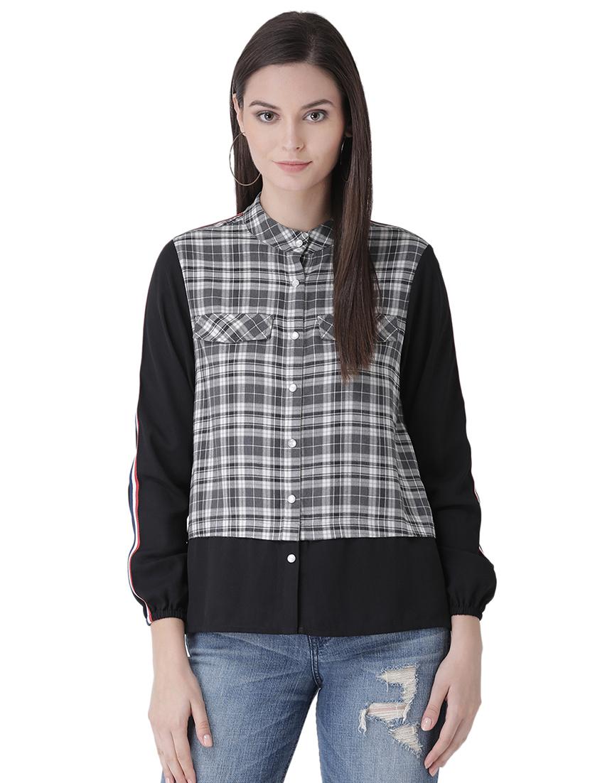 mandarin neck checkered jacket - 16649532 - Zoom Image - 2