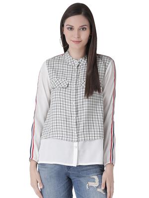 mandarin neck checkered shirt - 16649533 - Standard Image - 2