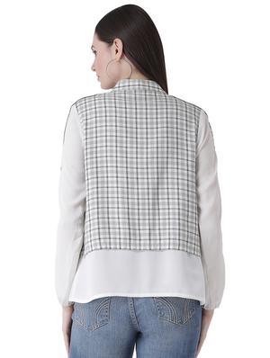 mandarin neck checkered shirt - 16649533 - Standard Image - 4