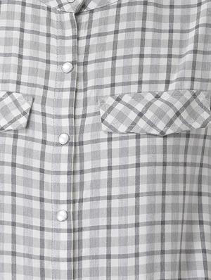 mandarin neck checkered shirt - 16649533 - Standard Image - 5