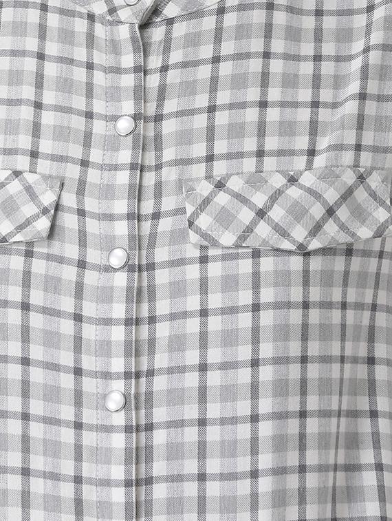 mandarin neck checkered shirt - 16649533 - Zoom Image - 5