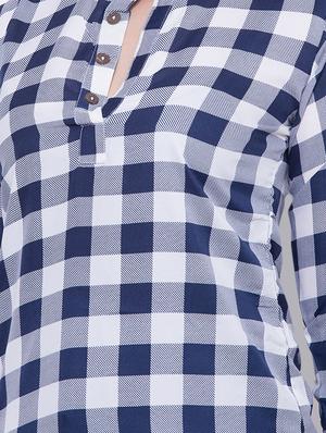 mandarin neck checkered top - 16649556 - Standard Image - 5