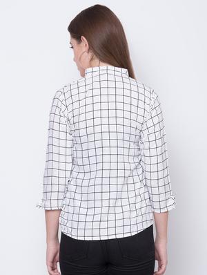 mandarin neck checkered top - 16649558 - Standard Image - 4