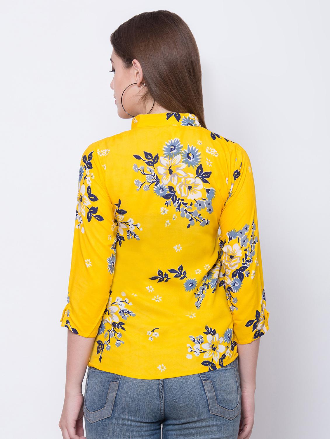 mandarin neck floral top - 16649560 - Zoom Image - 4