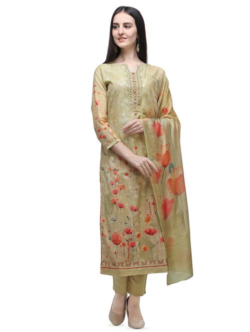 printed unstitched suit - 16649599 - Standard Image - 1
