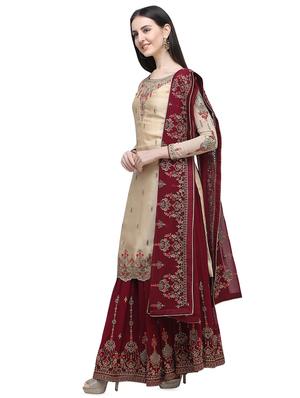 embroidered semi-stitched suit - 16649624 - Standard Image - 2