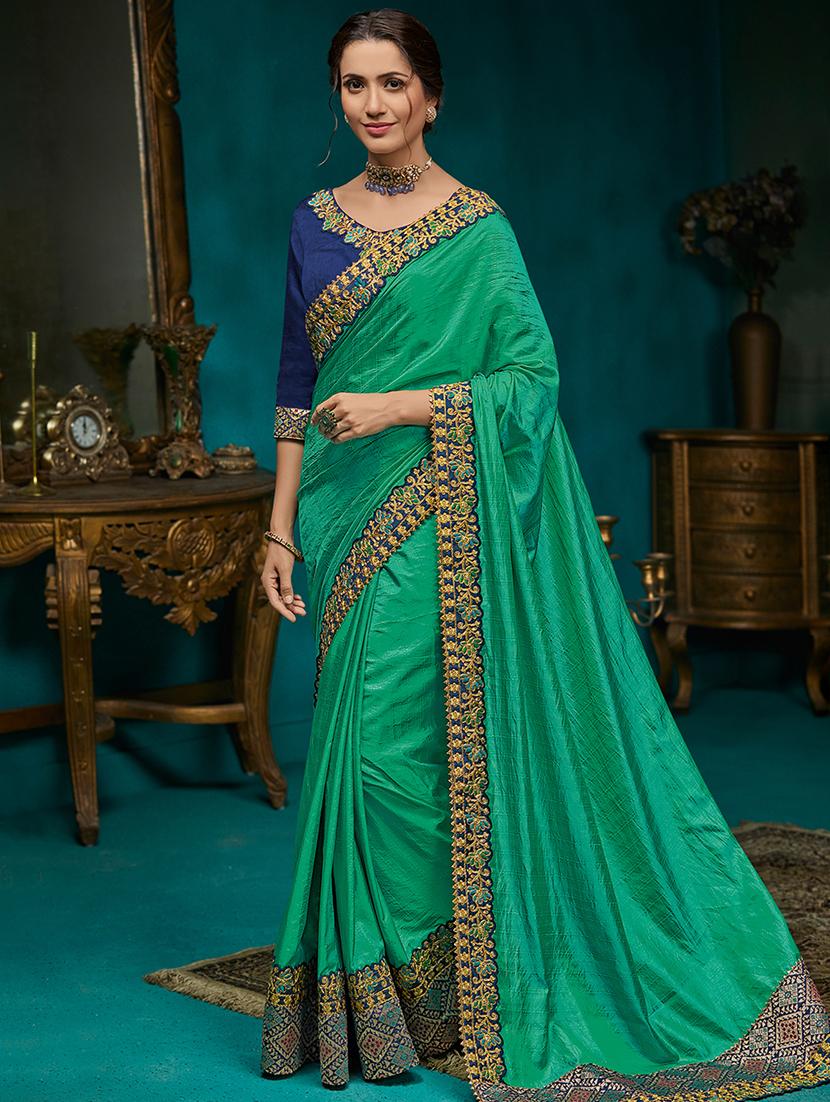 bordered embroidered saree with blouse - 16649656 - Zoom Image - 1