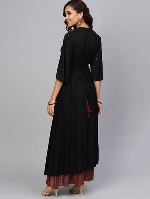 yoke embroidered kurta palazzo set - 16649930 - Standard Image - 3