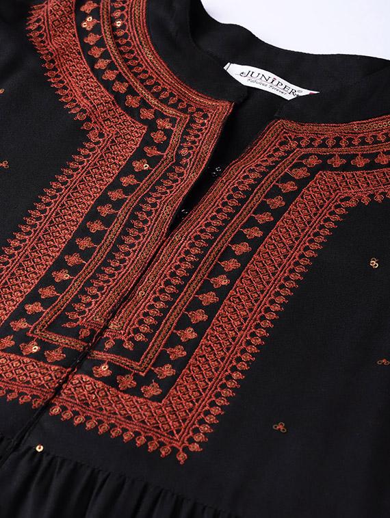yoke embroidered kurta palazzo set - 16649930 - Zoom Image - 6