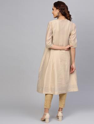 sequined solid kurta with jacket - 16649936 - Standard Image - 2