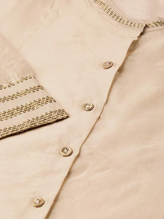 sequined solid kurta with jacket - 16649936 - Zoom Image - 4