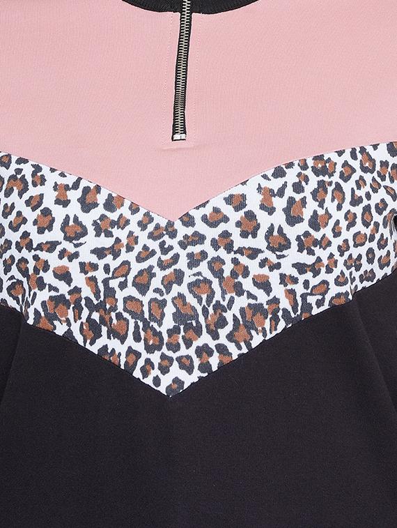 color block stand collar sweatshirt - 16649949 - Zoom Image - 5