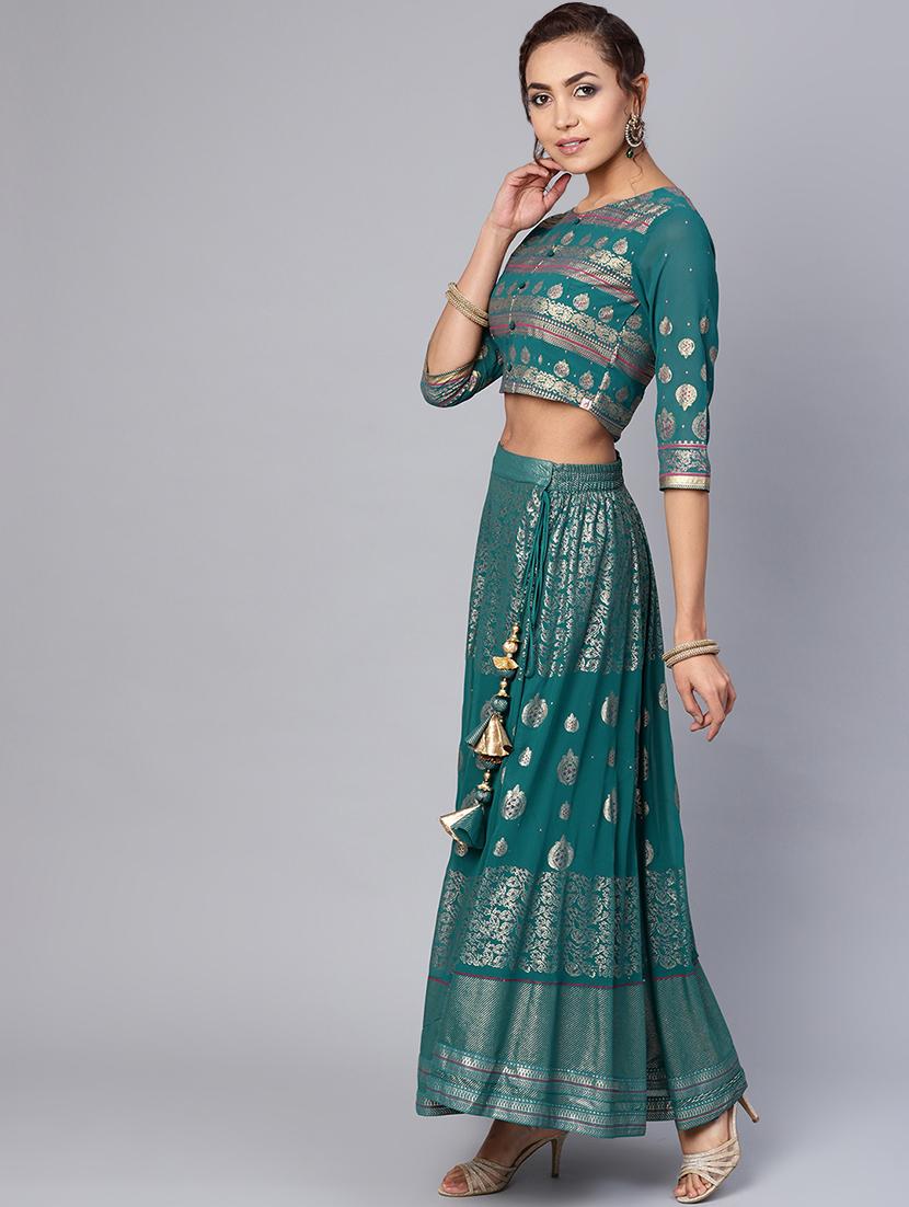 foil print flared skirt - 16650189 - Zoom Image - 1