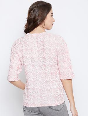 round neck floral top - 16650263 - Standard Image - 3