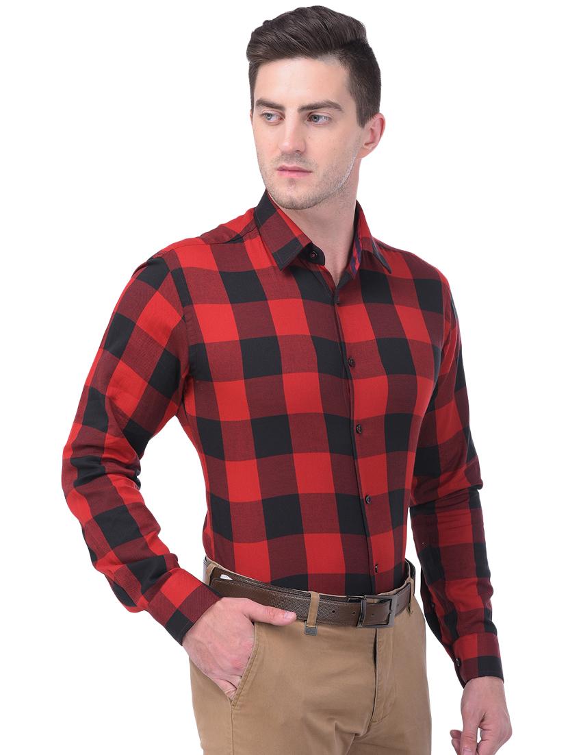 red checkered formal shirt - 16650514 - Zoom Image - 2