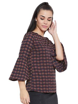bell sleeved round neck top - 16650567 - Standard Image - 2