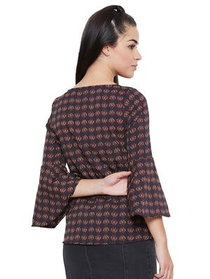 bell sleeved round neck top - 16650567 - Standard Image - 3