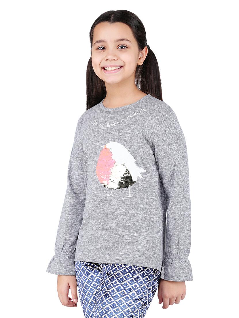 grey crew neck solid top - 16650724 - Zoom Image - 2