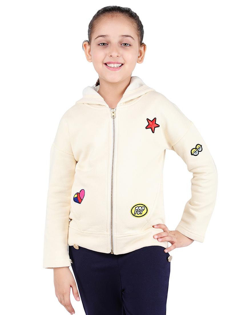 beige quirky patch hooded sweatshirt - 16650754 - Zoom Image - 1