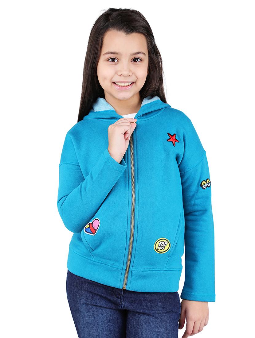 blue quirky patch hooded sweatshirt - 16650755 - Zoom Image - 1