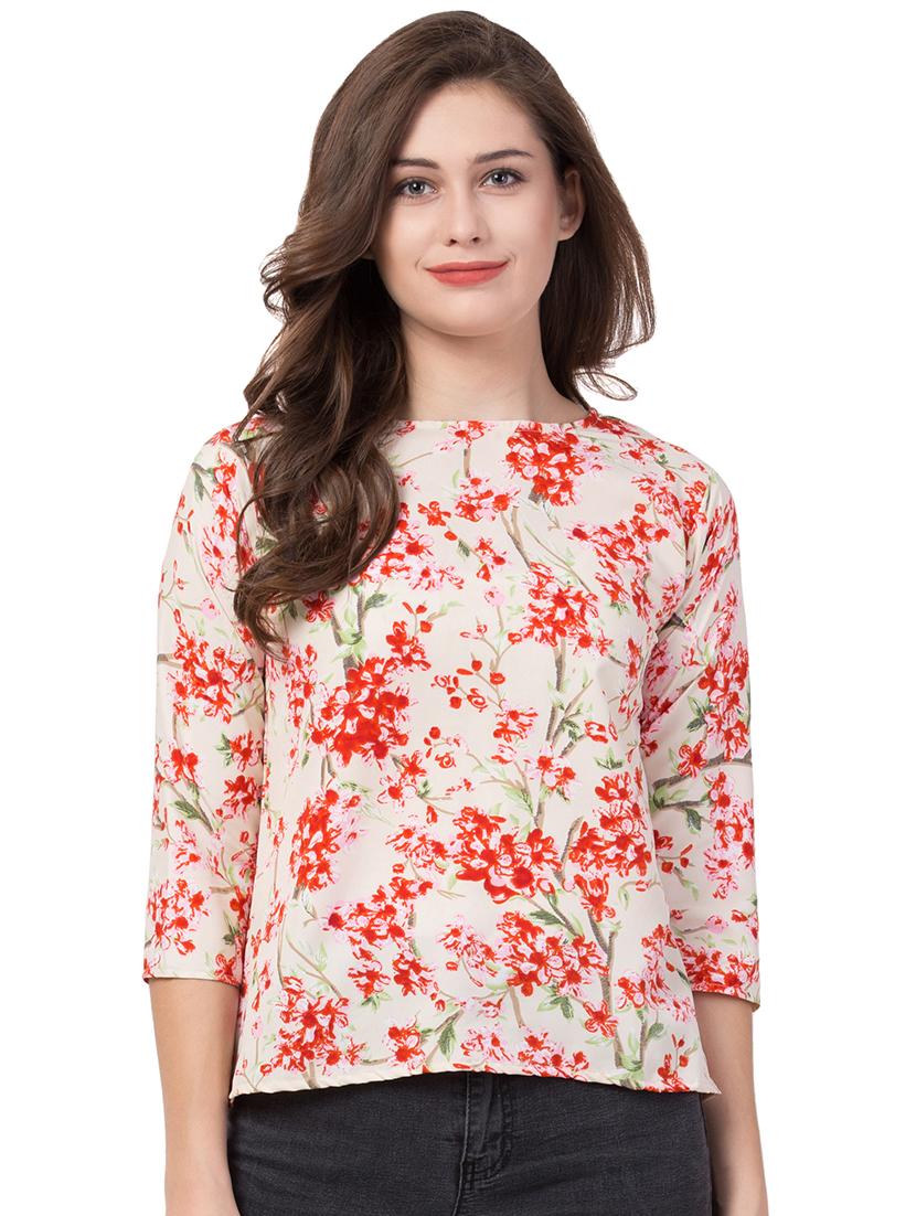 round neck floral top - 16650944 - Zoom Image - 1