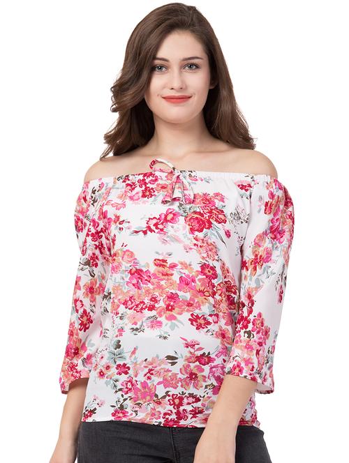off shoulder floral top - 16650950 - Standard Image - 1