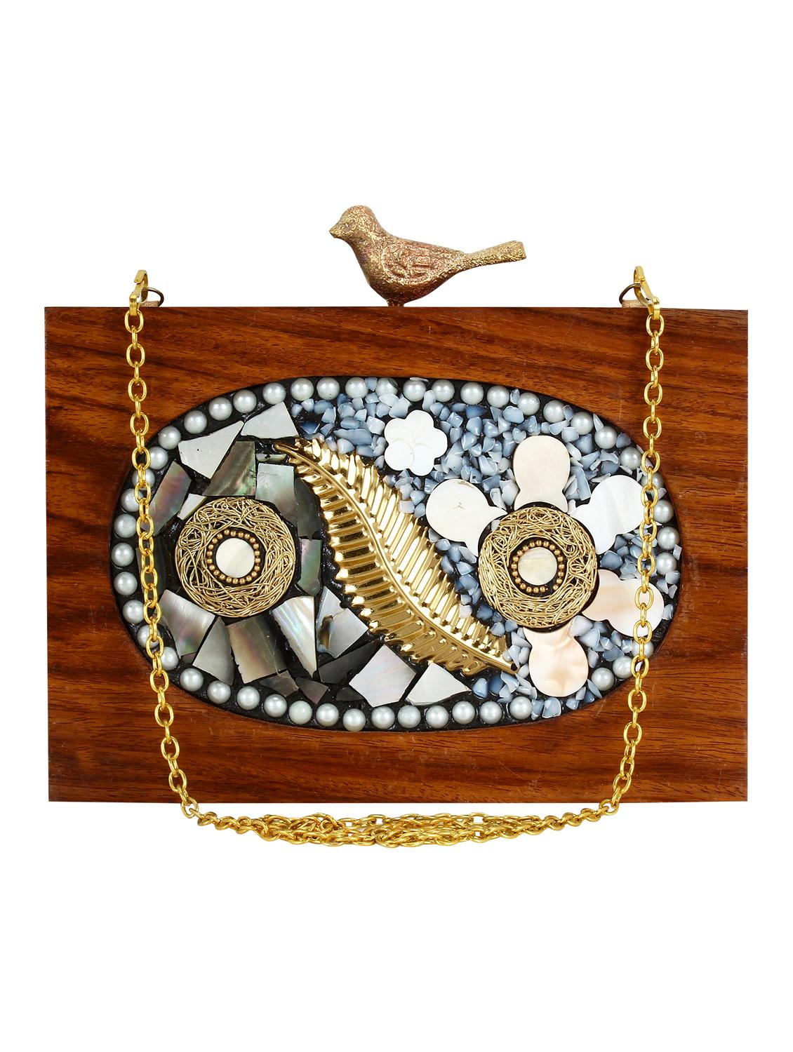 brown wood box clutch - 16651073 - Zoom Image - 1