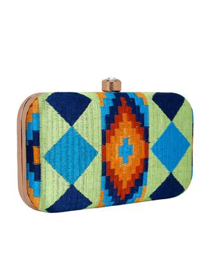 green faux silk box clutch - 16651076 - Standard Image - 4