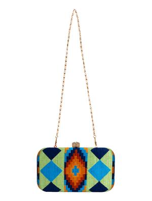 green faux silk box clutch - 16651076 - Standard Image - 5