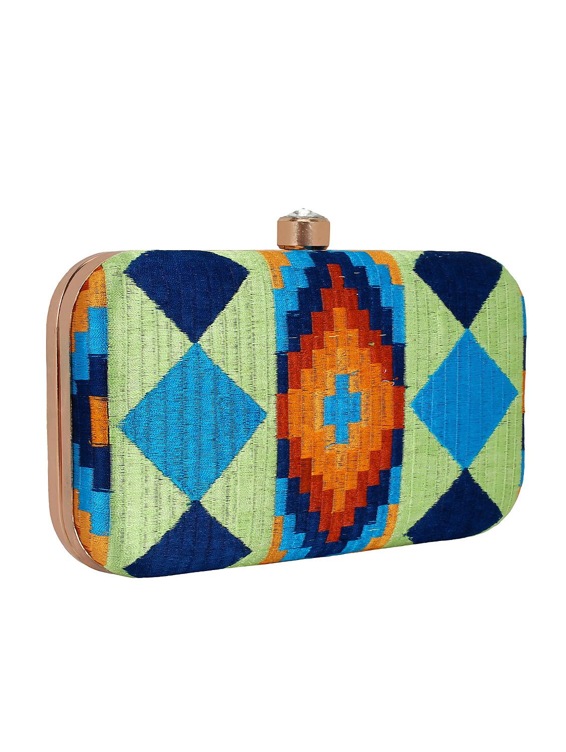 green faux silk box clutch - 16651076 - Zoom Image - 4